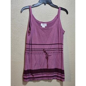 J Marco Womens Knit Tank Top Size S Pink Purple Drawstring Silk Blend baby doll